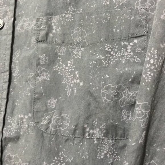 Old Navy Shirt Mens Large Gray Floral All Over Print Academia Preppy Travel Dad - Picture 3 of 14